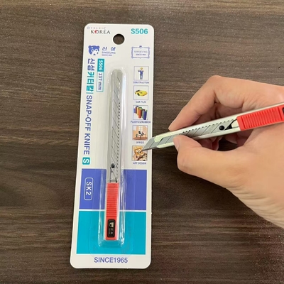 シルバー鋼ナイフボディとレッドテール 9mmユーティリティナイフ